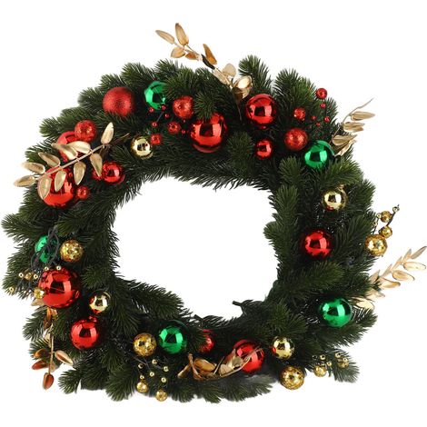 Dekorativer künstlicher Weihnachtskranz, 50 cm, mit Beleuchtung, zum Aufhängen an der Haustür für die Feiertage (Typ D) (1/5)