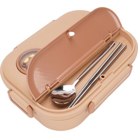 Portapranzo termico isolato in acciaio inox 304, con un grazioso design a quattro scomparti, vassoio per alimenti adatto a studenti e bambini, pratico portapranzo quadrato con motivo a orsetto marrone