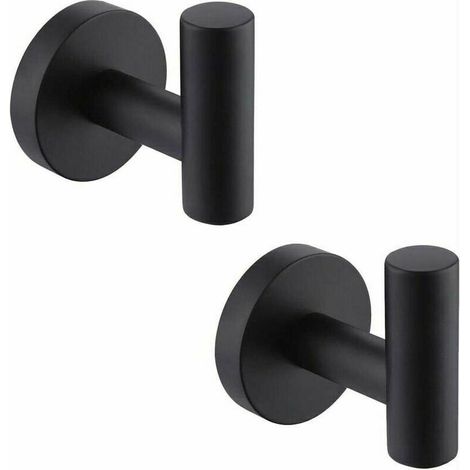 Porte-manteau en acier inoxydable SUS304 noir porte-serviettes stockage 2 pièces,Fonepro, Ensoleillé (1/5)