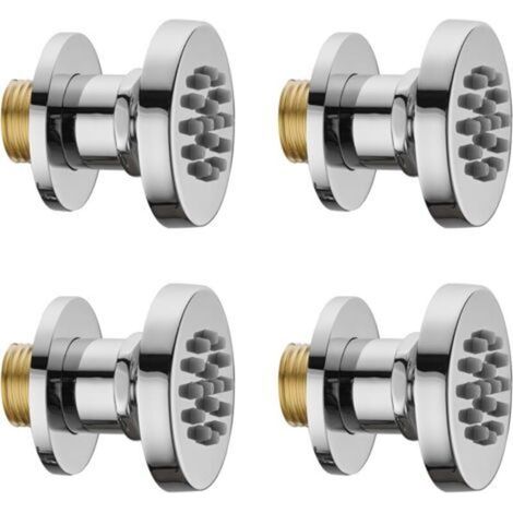 4-piece Chrome Side Shower Set with Adjustable Side Jets, Round Massage Spray Heads, 50 x 50 mm, Stainless Steel Side Jet Massage Nozzles (1/5)