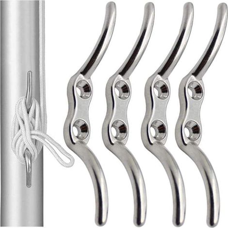 Gancio per bitta, 4 pezzi in acciaio inossidabile, gancio per corda dell'albero da 150 mm per fissare corde a pennoni, barche, tende da sole, persiane, teloni