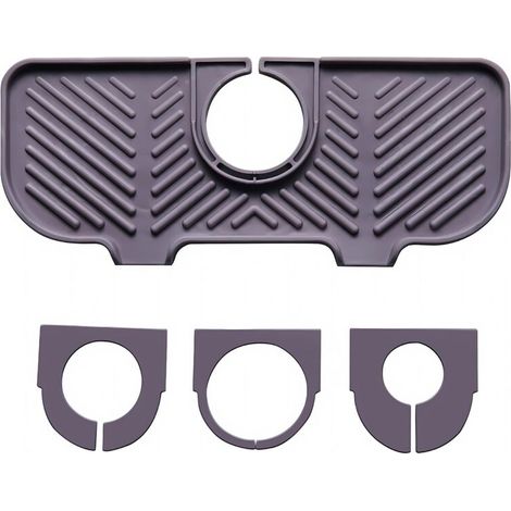 Tapis d'égouttement en silicone pour robinet, tapis d'évier sous robinet, organiseur pour éponges, brosses, savon. (gris)-DOU