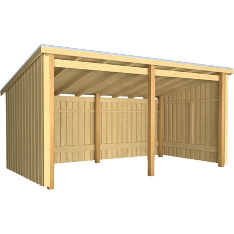 Plus Gartenhaus Nordic Multi 416 x 208 cm natur offen mit Dachpappe (1/2)