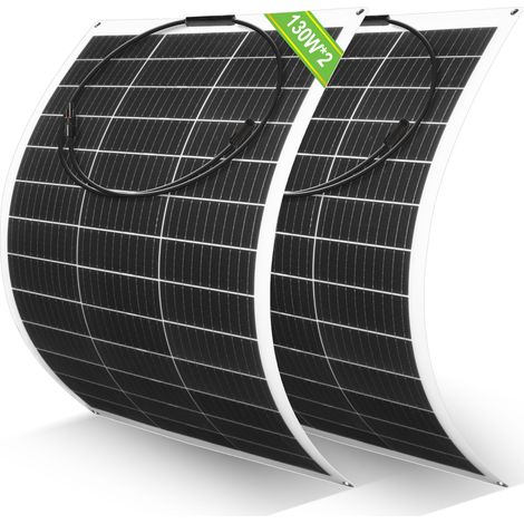 ECO-WORTHY 260W 12V (2 pcs 130W) Flexible Solar Panel Monocrystalline Waterproof Photovoltaic Module for RV Boat Caravans Roof Cabin and Non-flat Surfaces (1/5)