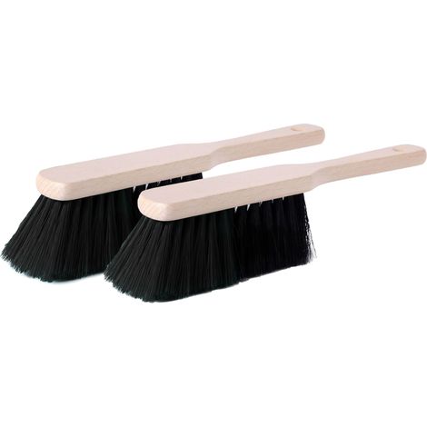 Garronda Besen mit kurzem Holz Griff und Synthetisch Borstenfaser 2er Pack Handfeger für den Frühjahrsputzen Garten Zimmerbesen nach Hause Kehrbesen mit Kunstborsten Handbesen GD-0011 (Schwarz) (1/5)