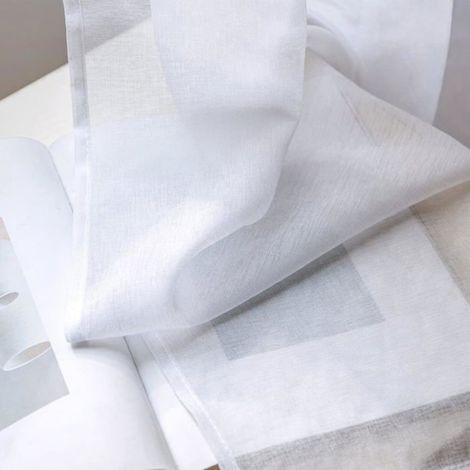 Lot de 2 Rideaux 140x260 cm Blanc Voilage à Oeillet Rideau Semi-Transparent intérieurs pour Chambre Salon Maison (1/5)