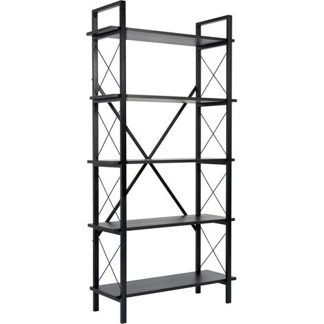 Libreria in legno "Elysian" - 90 x 33 x 180 cm - Legno nero