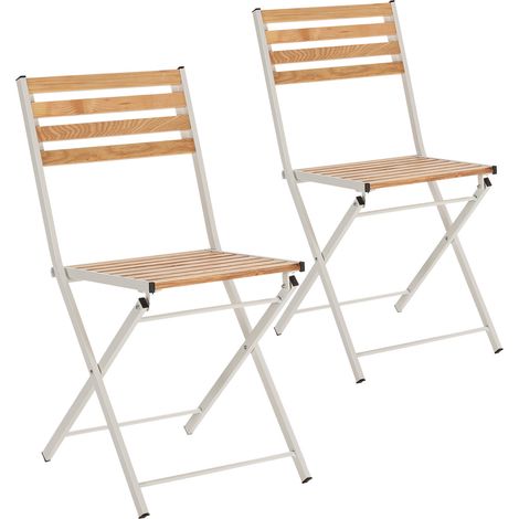 Stuhl-set 2 klappbaren Gartenstühlen Ambar aus Holz und weißem Metall