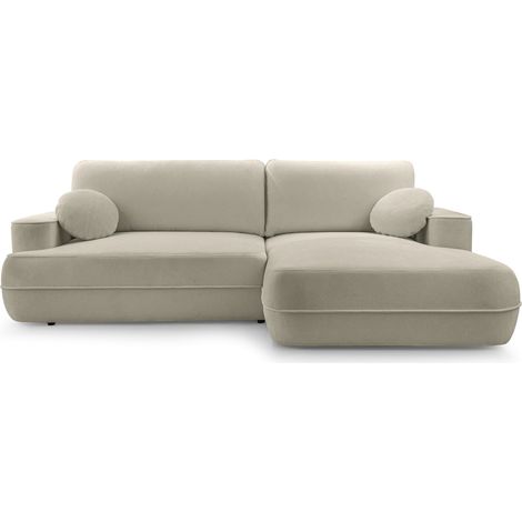 Selsey Fuerro – Ecksofa mit Schlaffunktion, Bettkasten, Ottomane rechts, Strukturstoff wasserabweisend, Hellbraun
