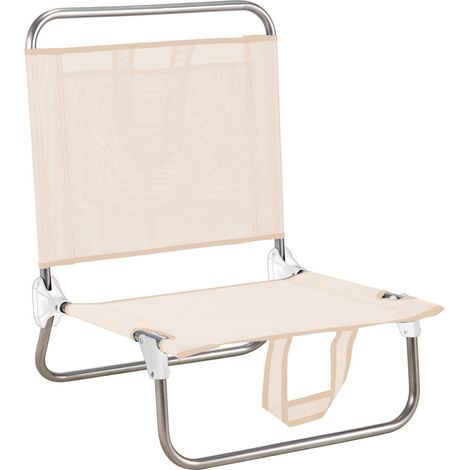 Fauteuil lounge pliant d’extérieur WDK AS2 en aluminium et Textilène beige clair