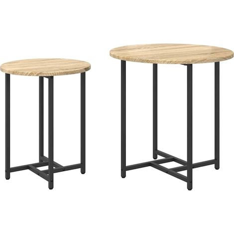 Maison Exclusive - Beistelltisch-Set 2 pcs Sonoma Eiche und Schwa
