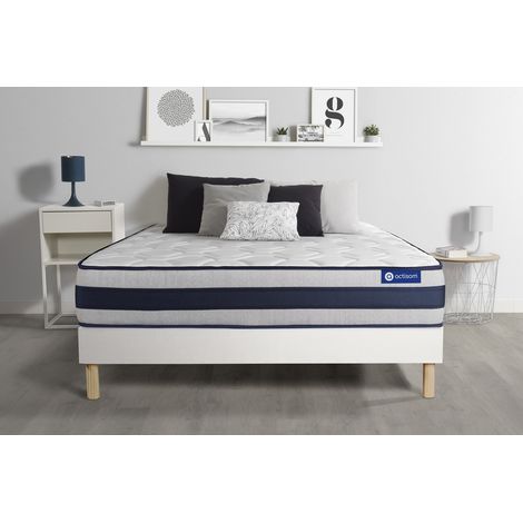 Ensemble matelas Latex et Mémoire de forme ACTILATEX ERGO 90x190 cm Maxi épaisseur 5zones de confort + sommier KIT blanc (1/5)