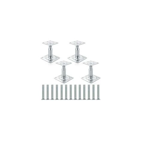 Lot de 4 Supports de Poteau Galvanisés Réglables, Base Fixe de Toit, Solide et Robuste pour Construction (130-180mm) (1/5)