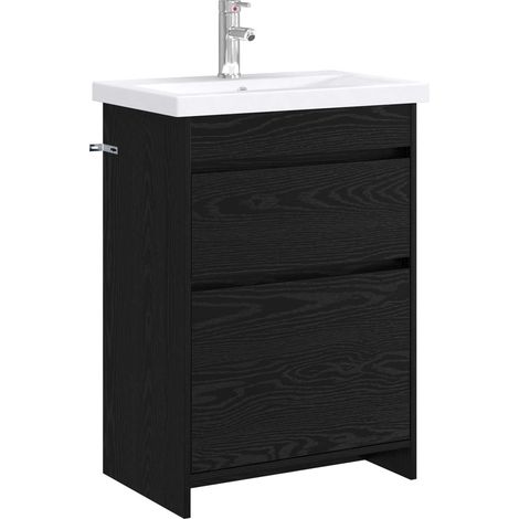 Badezimmermöbel-Set Schwarze Eiche 61 x 40 x 84,5 cm vidaXL