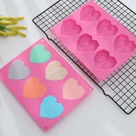 3D-Silikonform zum Selbermachen: Fondantform, herzförmige Schokoladenform für Kuchen, Zuckerdekoration, Rosa (1/4)