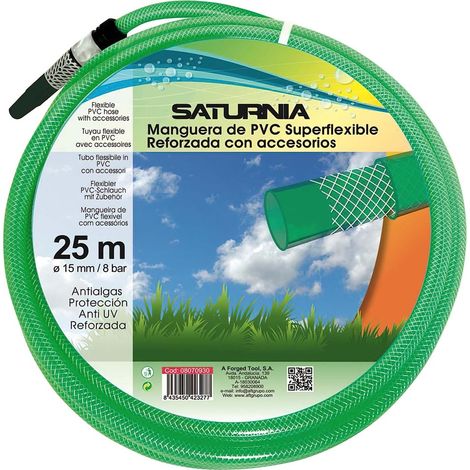 Manguera Latflex Reforzado 15 mm. -  5/8 Rollo 25 Metros Con Accesorios Manguera Jardin, Manguera Riego, Manguera Reforzada,