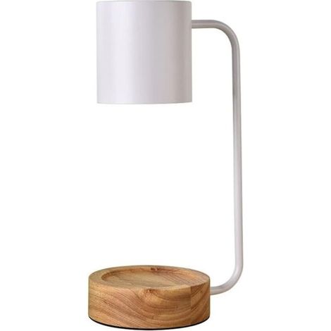 Lampe À Bougie D'aromathérapie en Bois De Chevet À Intensité Variable Et Commutable, Chauffe-Bougie Électrique sans Flamme, Fonte De Bougie De Haut en Bas pour La Décoration Intérieure (Color:blanc)
