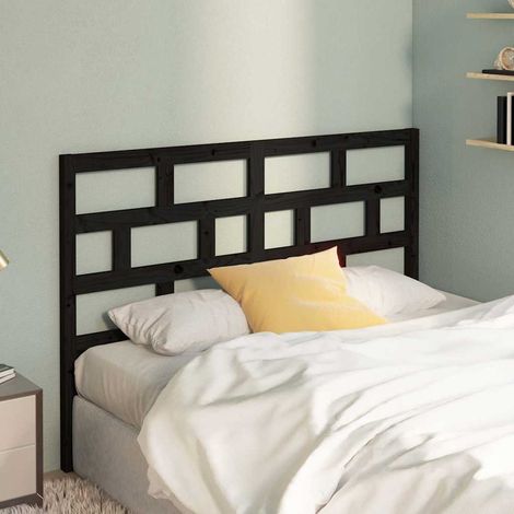 vidaXL Cabecero de cama madera maciza de pino negro 166x4x100 cm (1/5)