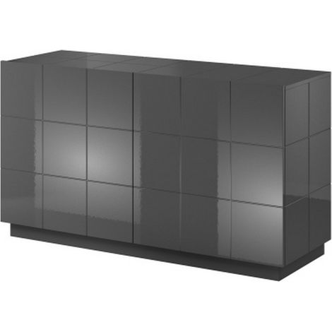 Buffet design gris brillant 138cm + LED Flow - Sans LED (1/3)