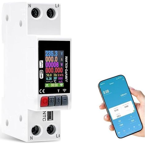 Connected electric meter wifi single phase electric meter protection against overvoltages and undervoltages, overcurrent, overheating and power outages. (1/5)