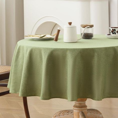 Nappe lavable Ronde 140 cm Vert sauge Linge Polyester