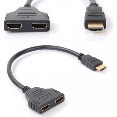 Adaptador HDMI macho a 2 salidas HDMI hembra saca 2 salidas hdmi de 1 cable splitter (1/2)