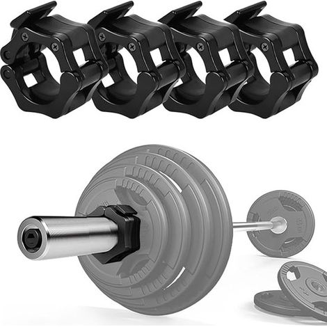 Fermagli per bilanciere, 4 pezzi, 2,5 cm, collari per bilanciere, blocco per bilanciere, per bilancieri con diametro di 2,5 cm, neri (1/5)
