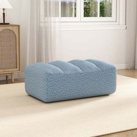 Pouf ottomano blu in Granular Fleece, 104 x 61 x 45 cm OKMYHOME (1/5)