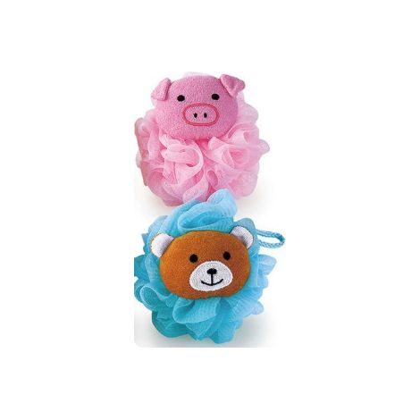 Lot de 2 éponges de bain exfoliantes pour enfants avec un joli motif animalier, gommage corporel, boule de douche pour bébés, tout-petits et enfants, éponge de bain exfoliante douce, pouf en luffa au (1/5)