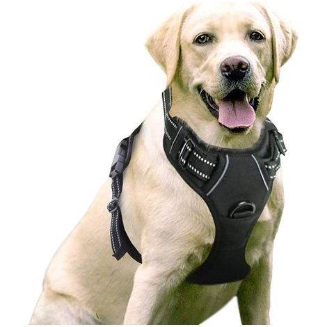 Harnais Chien Réglable Gilet Chien avec Poignée Contrôle Harnais Réfléchissant Matériau Respirante Durable Couleur Noir Taille XL (1/5)
