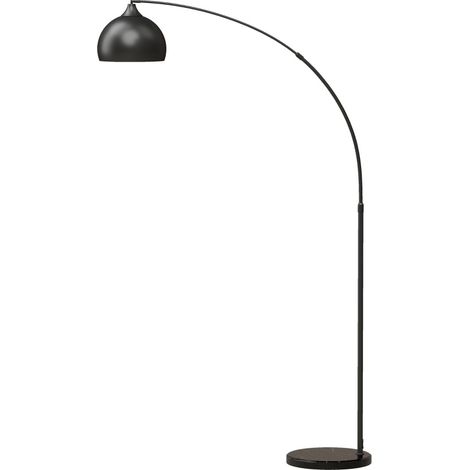Lámpara de pie de arco ajustable 170-180 cm E27 de metal negro con base de mármol (1/5)