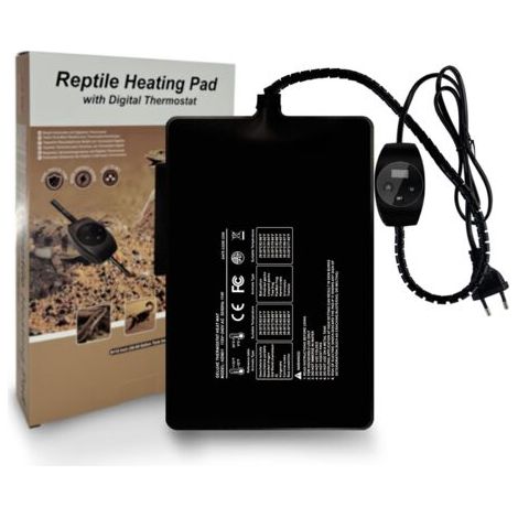 Tapis Chauffant Reptile avec Thermostat, Coussin Chauffant Réglable pour Reptiles Tortue Serpents Lézard Gecko Bernard-l'ermite Grenouille Araignée Boîte à Plantes (11W: 15x20CM) (1/5)