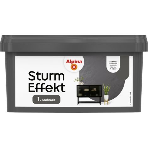 Alpina Wandfarbe Sturm Effekt anthrazit 1 L Innen