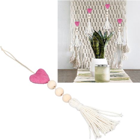 Lot de 5 pendentifs en feutrine de laine G96 en forme de cœur avec pompon, cadeau de Saint-Valentin, décoration de voiture, tenture murale, artisanat pour la maison, cœur violet (1/5)