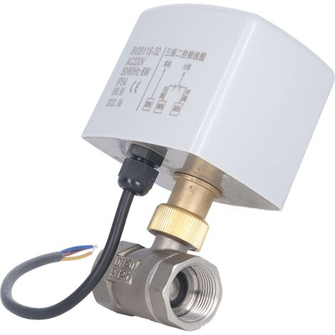 Vanne à bille motorisée DN20, 3 fils, 2 commandes, silencieuse, corps en acier inoxydable, 3/4 po, 220 V CA (1/5)