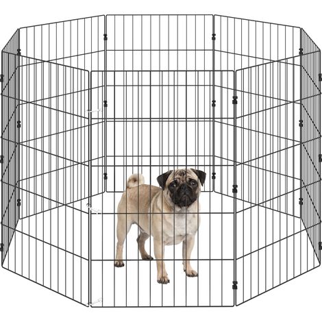 Beyamis Erweiterbares, faltbares Hundegehege aus Metall, 50 x 80 cm, Schwarz