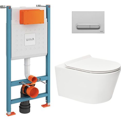 Pack WC Bâti-support V-Fix Core + WC sans bride SAT Brevis + Plaque Chrome mat (V-FixBrevis-5) (1/5)