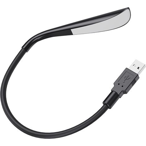 Lampe LED USB noire, lampe pour ordinateur portable, lampe de lecture, à intensité variable, portable. (1/5)