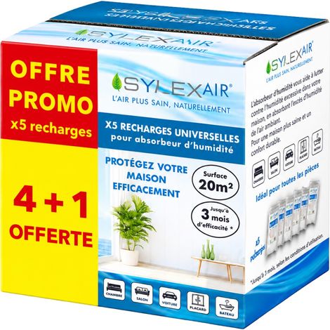 PACK PROMO x5 recharges sachets 450g pour absorbeur d'humidité "4+1 offerte"