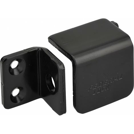 Porte-cadenas renforcé à recouvrement, droit, acier, protection pour fermeture, noir - (1/2)