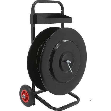 Dispensador de cinta adhesiva, construcción de acero resistente, fácil de mover, color negro. (1/2)