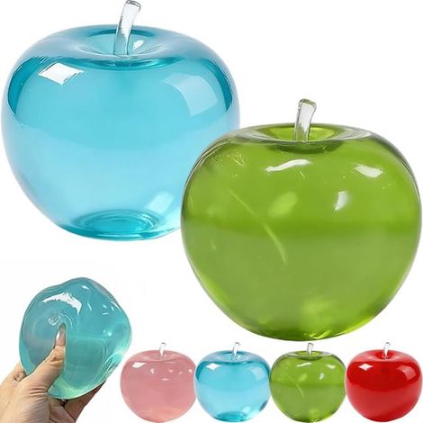 Pomme squishy - 2 pièces - Squishy à remontée lente - Squishy anti-stress - Jouet doux anti-stress - Pomme squishy vert cristal Bleu + vert (1/5)