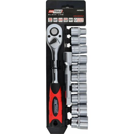 Llaves y dados awtools aw39013 acero CrV 12 piezas