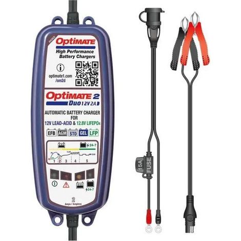Tecmate Optimate 2 DUO Cargador de Batería 12V Inteligente