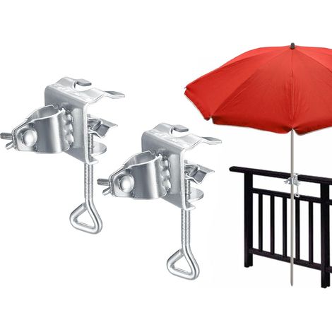 2 Pièces Fixation de Parasol pour Table, Support de Parasol en Métal, Balcon Clip Parasol, Porte-parasols sans Perçage, Pince de Table pour Parasols de Jardin, pour Terrasse, Jardin, Plage, Camping (1/5)