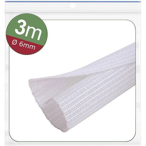Quadrios 24CA469 24CA469 Gaine tressée blanc polyester 6 à 7 mm 3 m