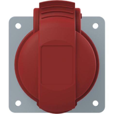 Amphenol 16 Ampere CEE Einbausteckdose 4-polig (3P+PE) Buchse, Kodierung 6h rot 380/415V Frequenz 50 und 60Hz - 1 Stück (1/2)