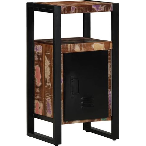 Armoire de salle de bain avec porte Marron Bois Recyclé Solide (1/5)