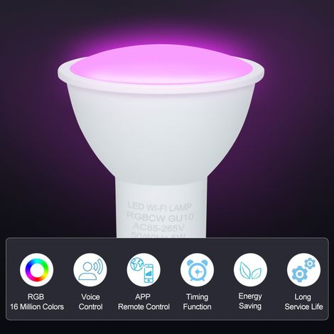 Ampoule connectée Wi-Fi GU10 5W - Blanc + RGB 16 millions couleurs - Commande vocale et application - Minuterie AC85-265V (1/5)