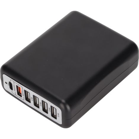 Chargeur de bureau 6 ports 100 W, charge rapide, hub de charge USB de bureau, noir, prise américaine, 100-250 V (1/5)